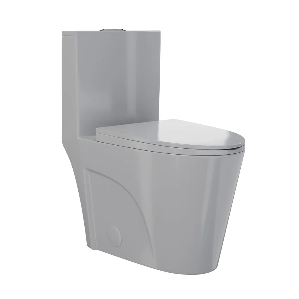 Swiss Madison St. Tropez One-Piece Elongated Toilet Vortex™ Dual-Flush 1.1/1.6 gpf in Glossy Grey