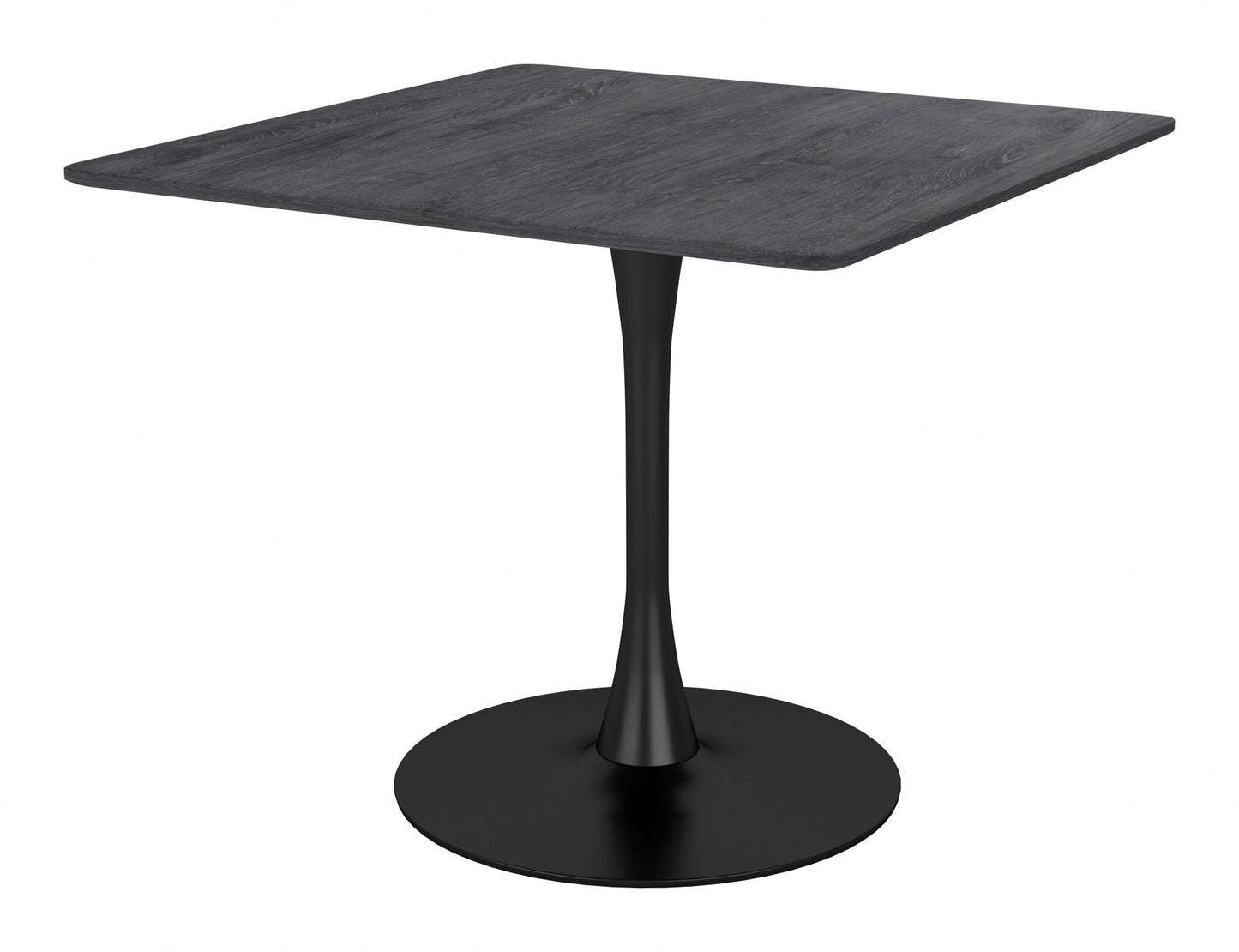 35.4" Black Square Steel Pedestal Base Dining Table