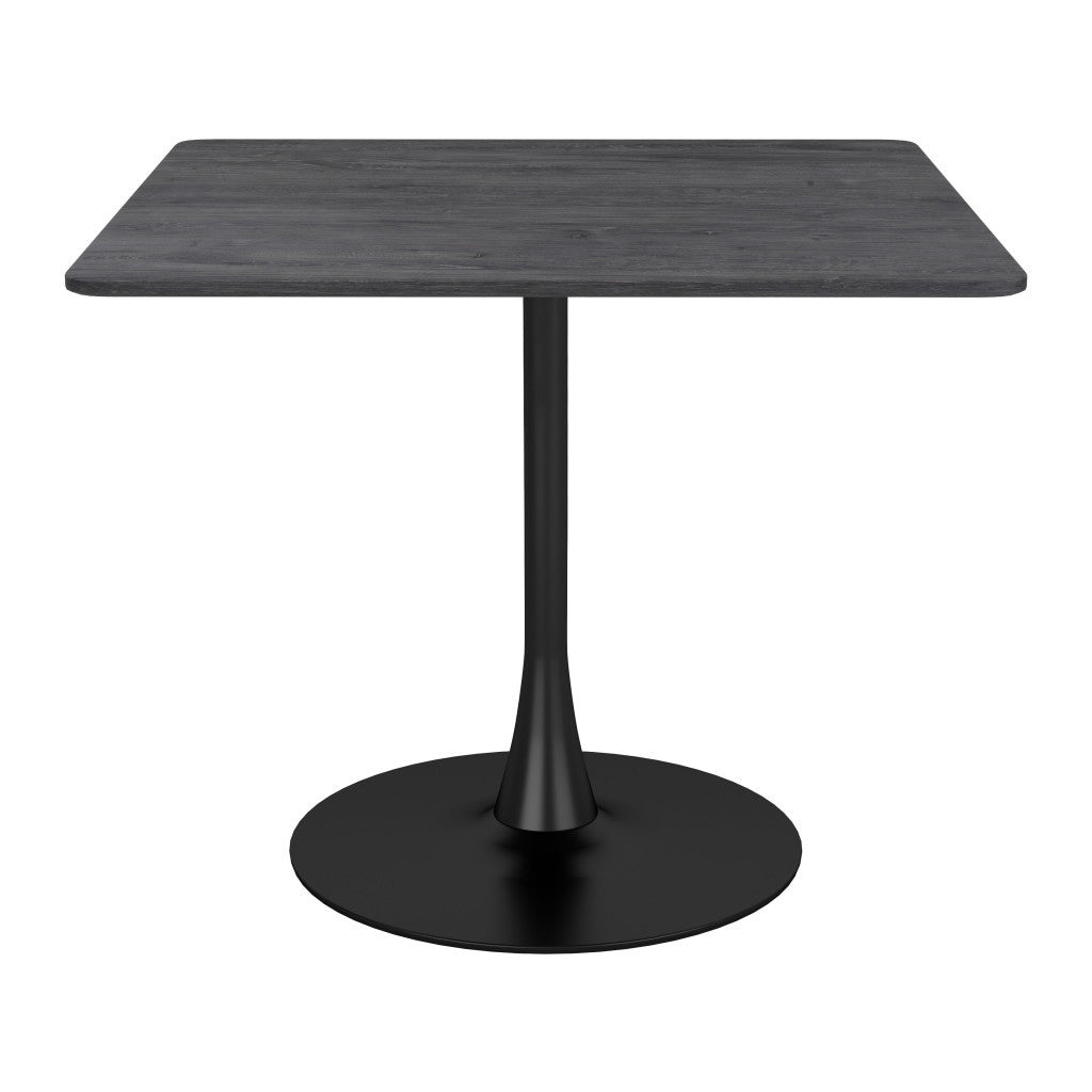 35.4" Black Square Steel Pedestal Base Dining Table