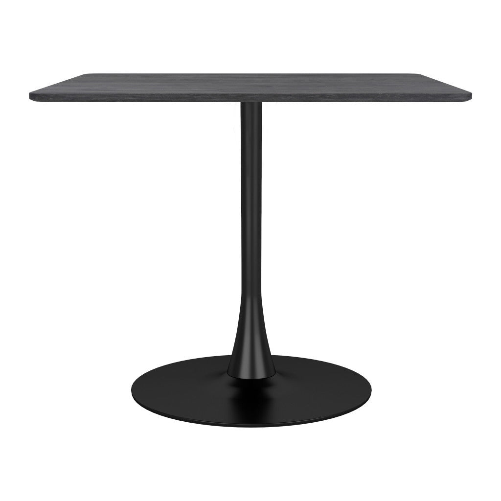 35.4" Black Square Steel Pedestal Base Dining Table