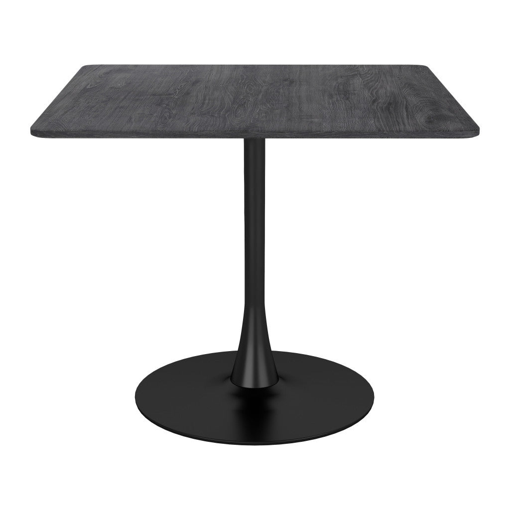 35.4" Black Square Steel Pedestal Base Dining Table