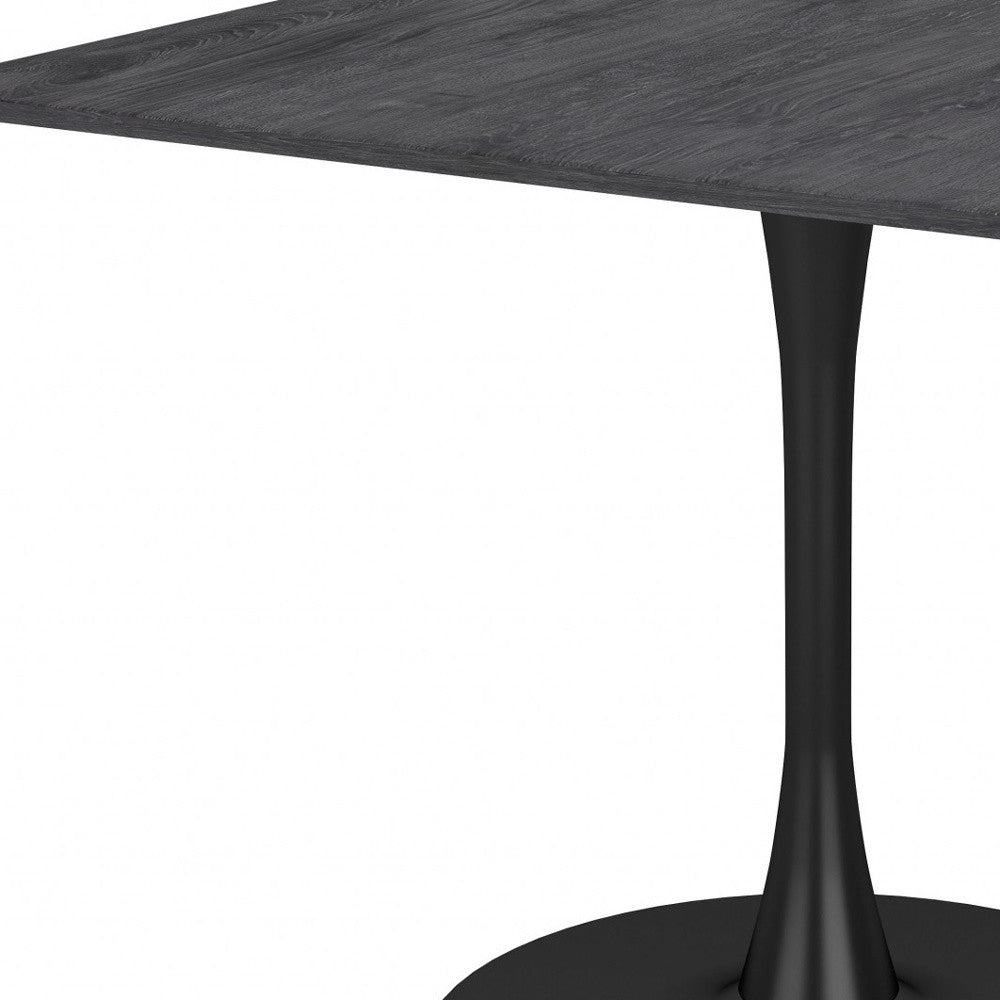 35.4" Black Square Steel Pedestal Base Dining Table