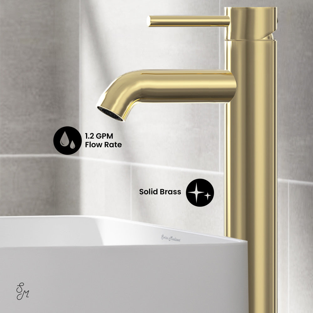 Swiss Madison Ivy Single Hole, Single-Handle, High Arc Bathroom Faucet in Brushed Gold