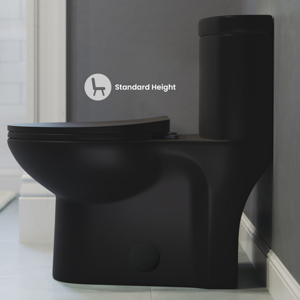 Swiss Madison Sublime One-Piece Elongated Toilet Dual-Flush in Matte Black 1.1/1.6 gpf