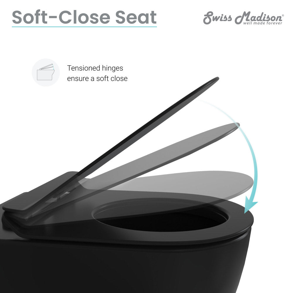 Swiss Madison St. Tropez Wall-Hung Toilet Bowl Only in Matte Black