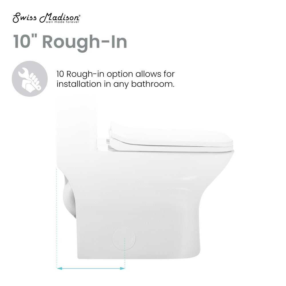 Swiss Madison Carre One-Piece Square Toilet Dual-Flush 1.1/1.6 gpf with 10" Rough-In