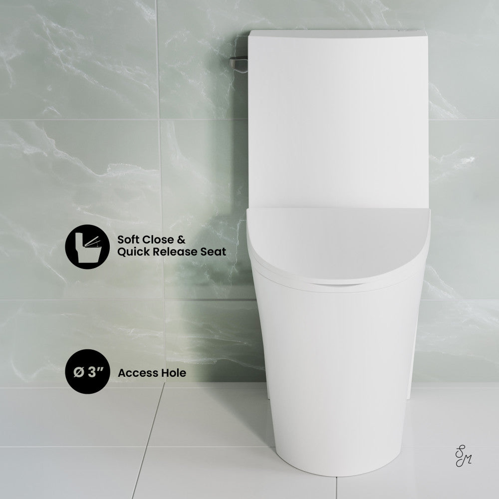 Swiss Madison St. Tropez One-Piece 10" Rough-in 1.28 GPF Left Flush Elongated Toilet in Glossy White