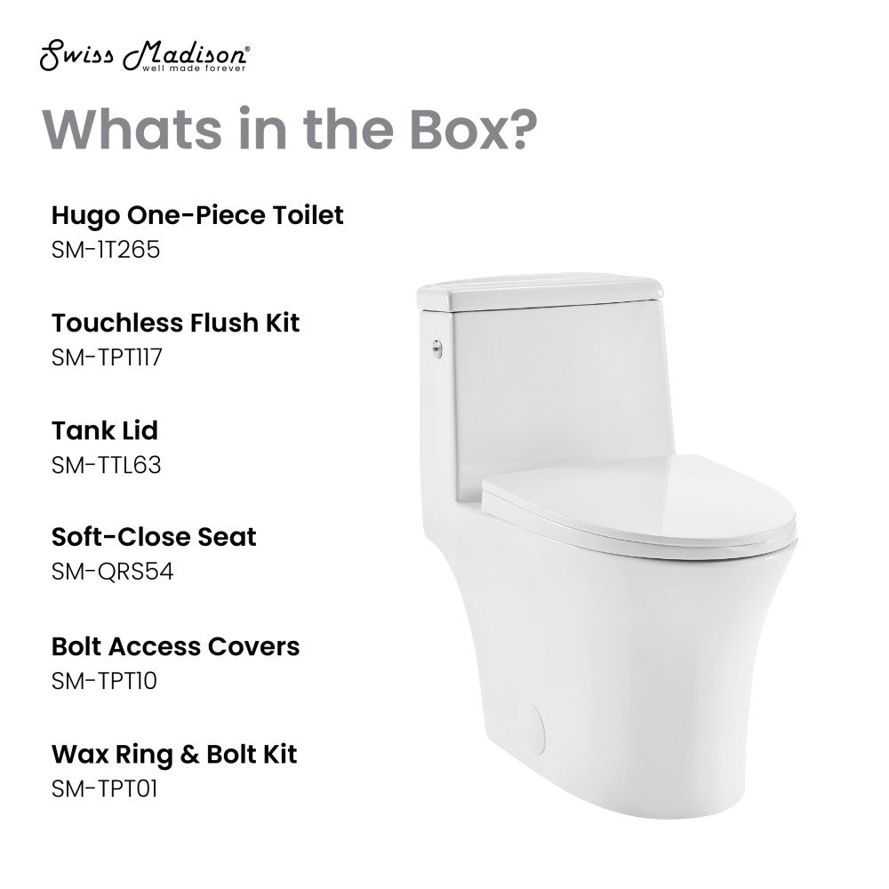 Swiss Madison Hugo One-Piece Elongated Toilet Dual-Flush 1.1/1.6 gpf, Touchless
