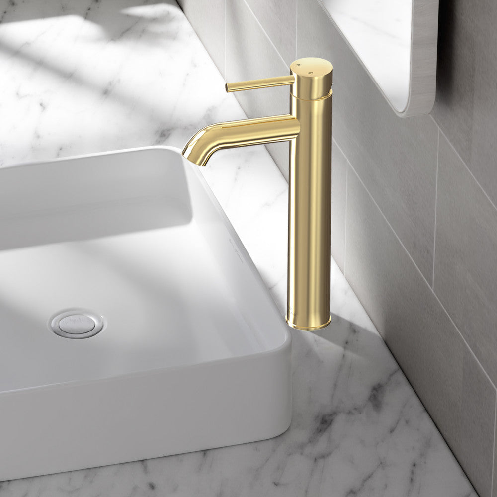 Swiss Madison Ivy Single Hole, Single-Handle, High Arc Bathroom Faucet in Brushed Gold