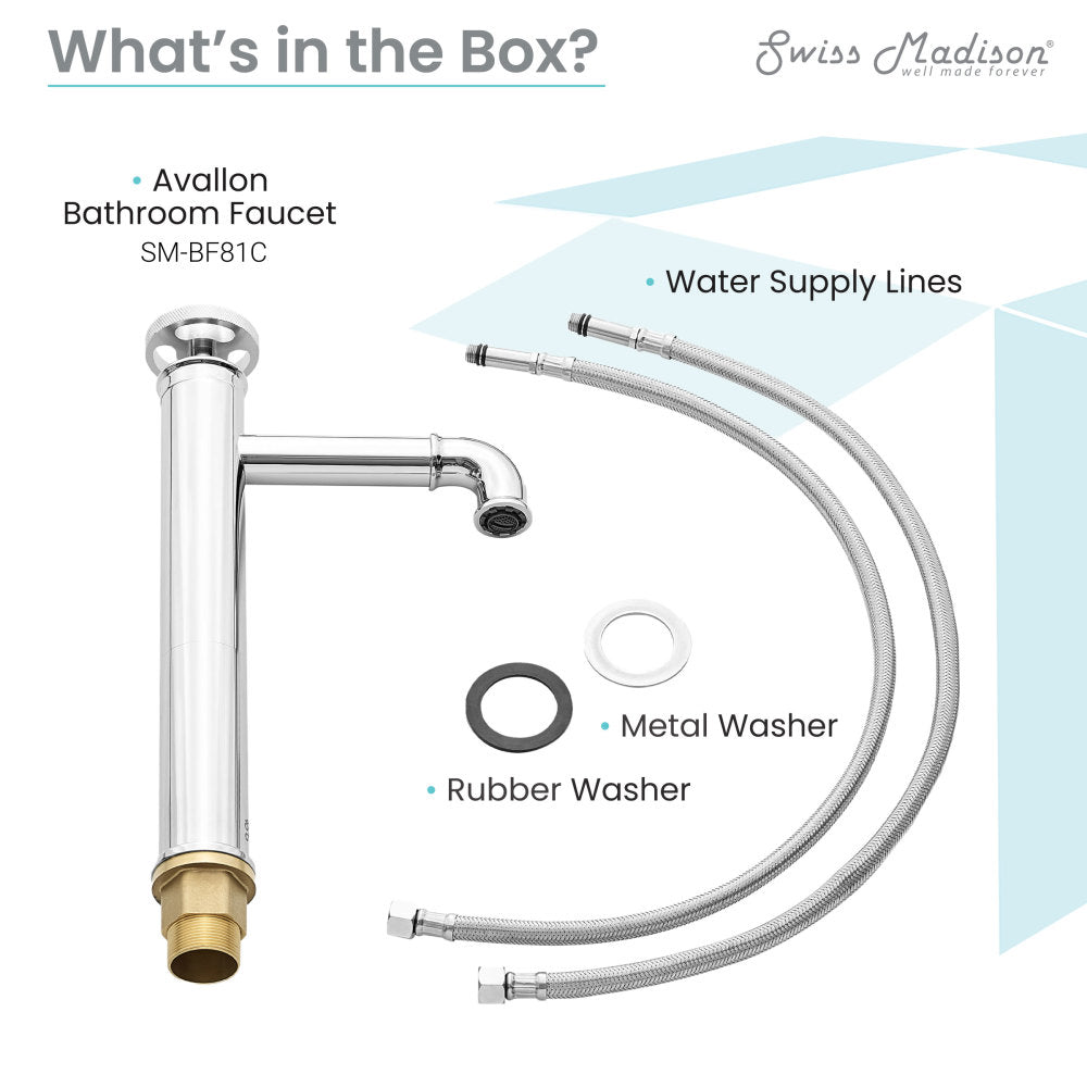 Swiss Madison Avallon Single Hole, Single-Handle Wheel, High Arc Bathroom Faucet in Chrome