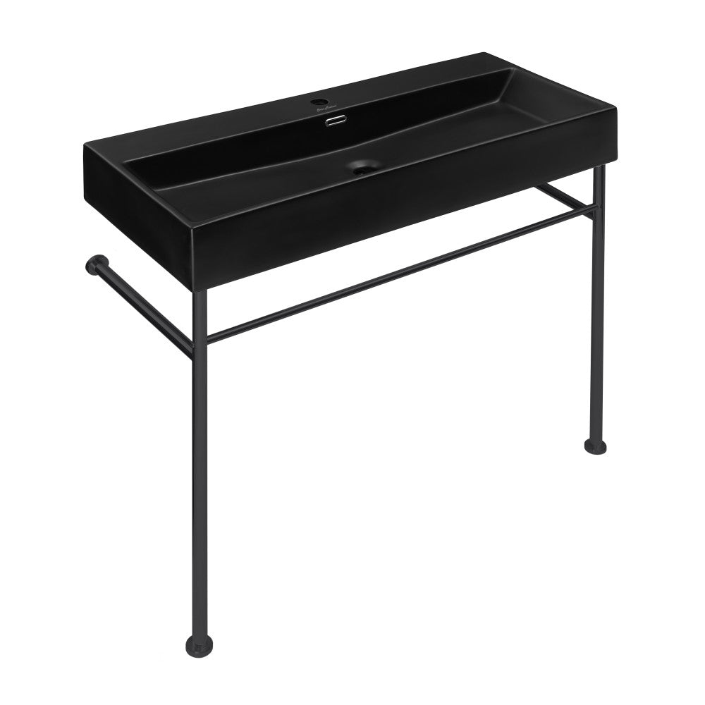 Swiss Madison Claire 40 Ceramic Console Sink Matte Black Basin Black Legs