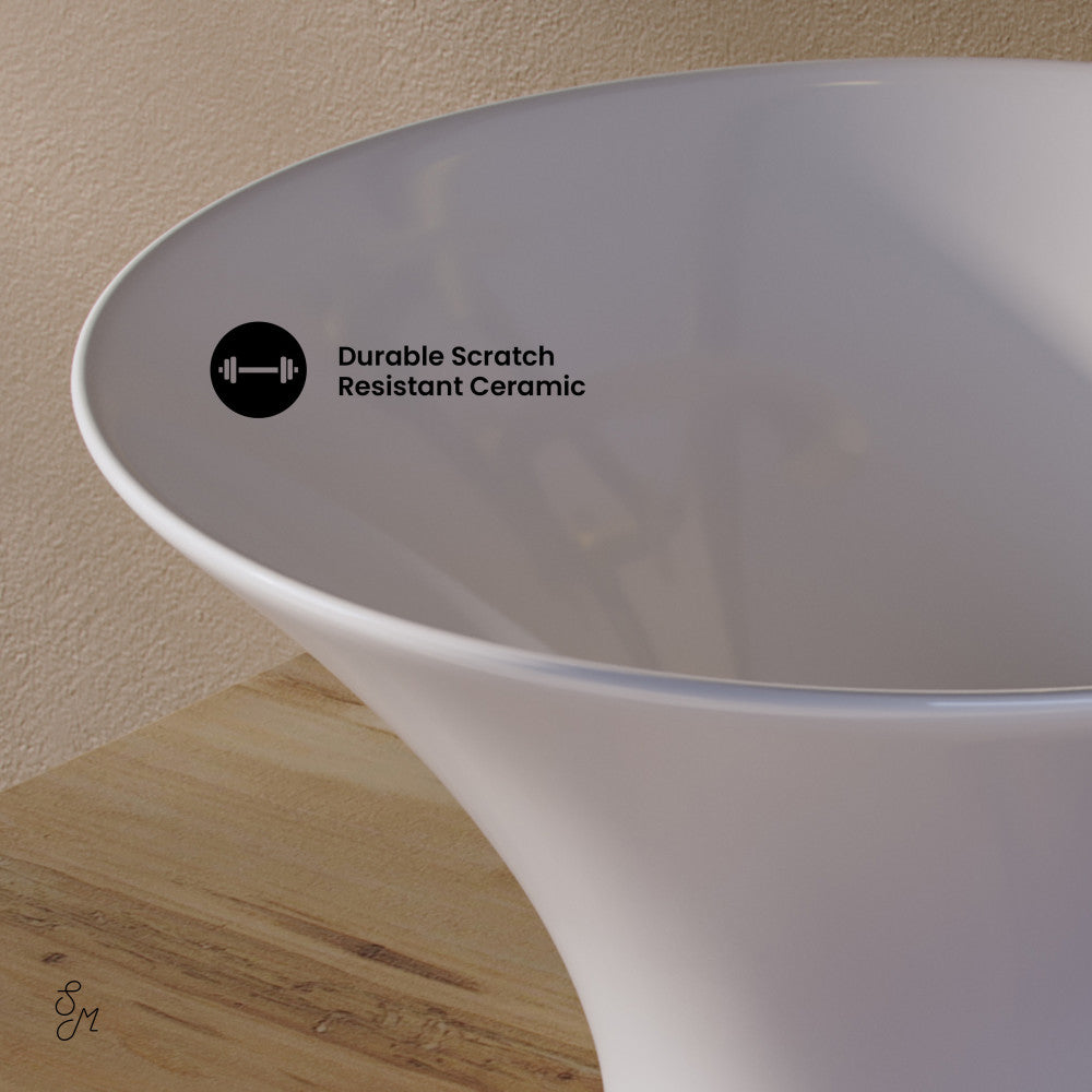 Swiss Madison Ivy 16.5" Round Vessel Sink in Glossy White