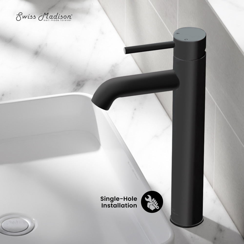 Swiss Madison Ivy Single Hole, Single-Handle, High Arc Bathroom Faucet in Matte Black
