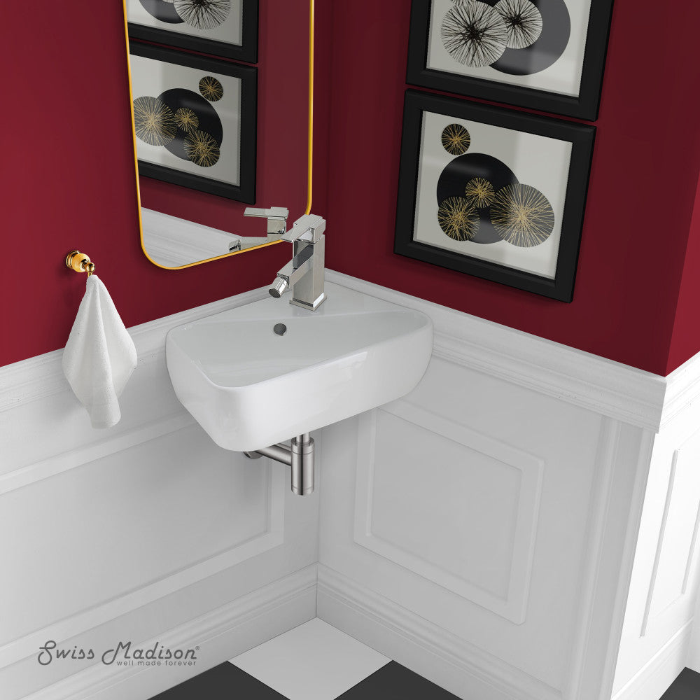 Swiss Madison Plaisir 18 x 11 Ceramic Wall Hung Sink with Right Side Faucet Mount