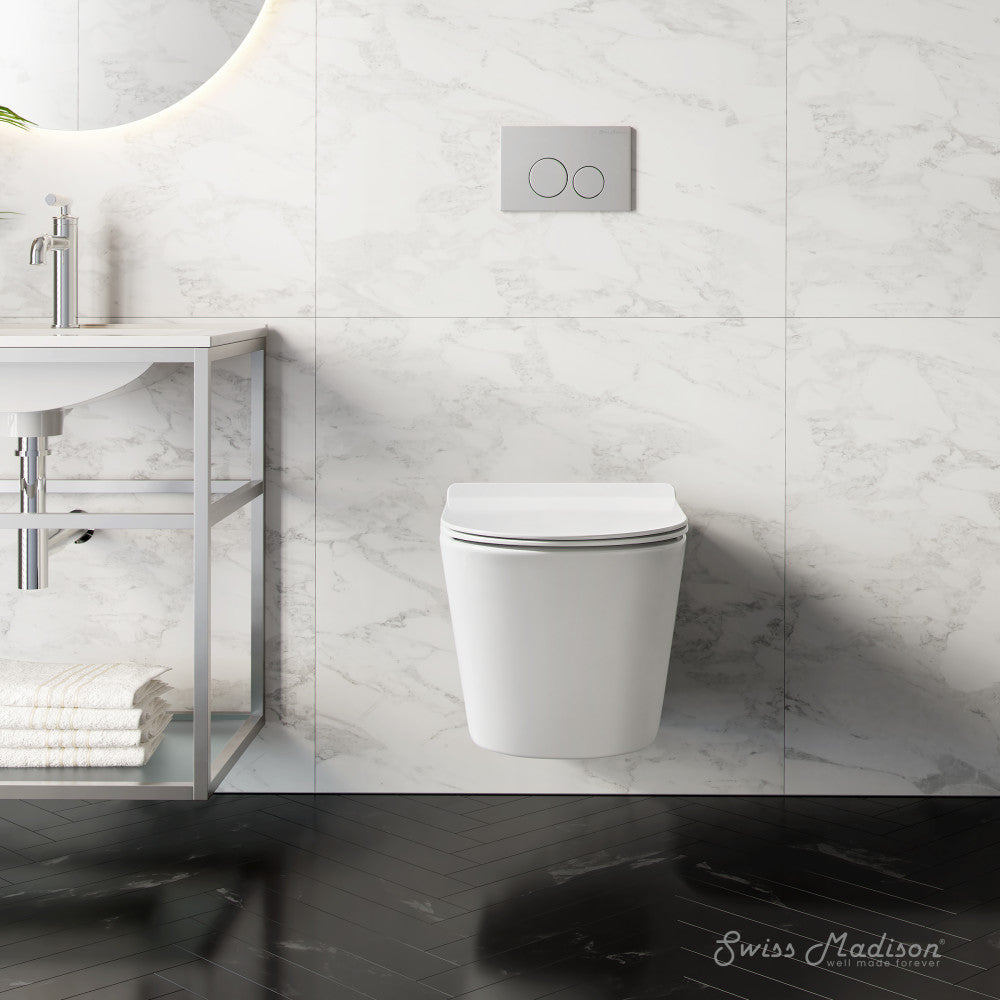Swiss Madison Swiss Madison Well Made Forever SM-WK465-01C - Calice Wall-Hung Round Toilet Bundle, Glossy White