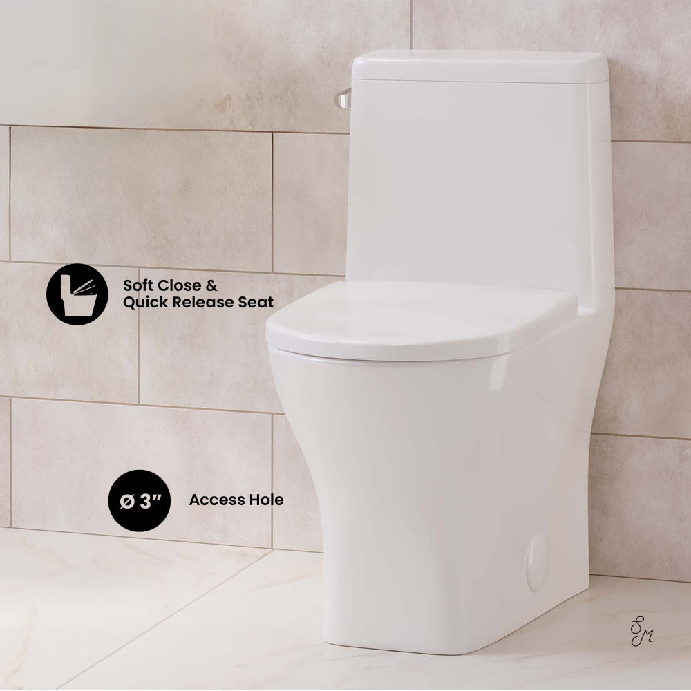 Swiss Madison Sublime II One-Piece Round Toilet with Left Side Flush, 10" Rough-In 1.28 gpf