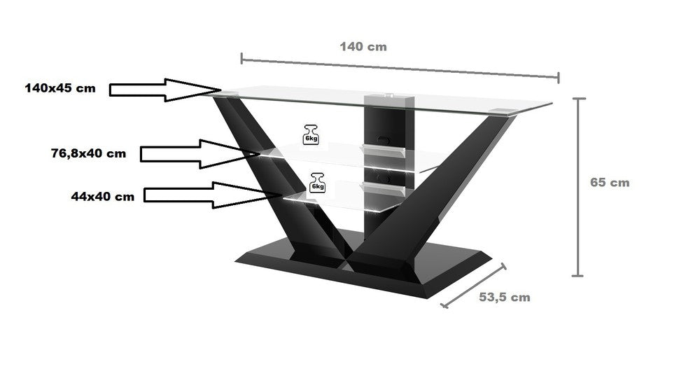 Maxima House Floor TV Stand LUNA for up to 65 inch TV's with LED