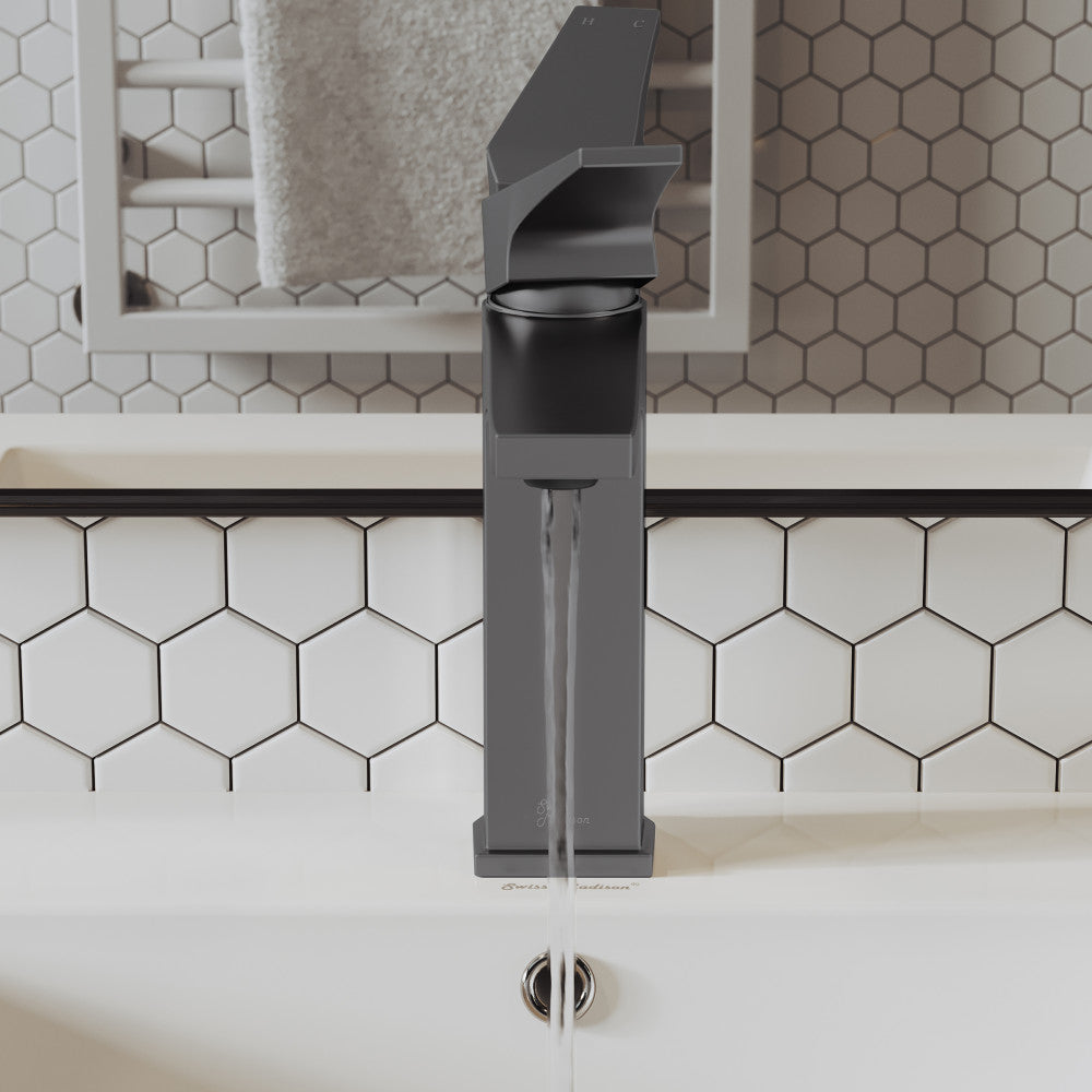 Swiss Madison Voltaire Single Hole, Single-Handle, Bathroom Faucet in Gunmetal Grey