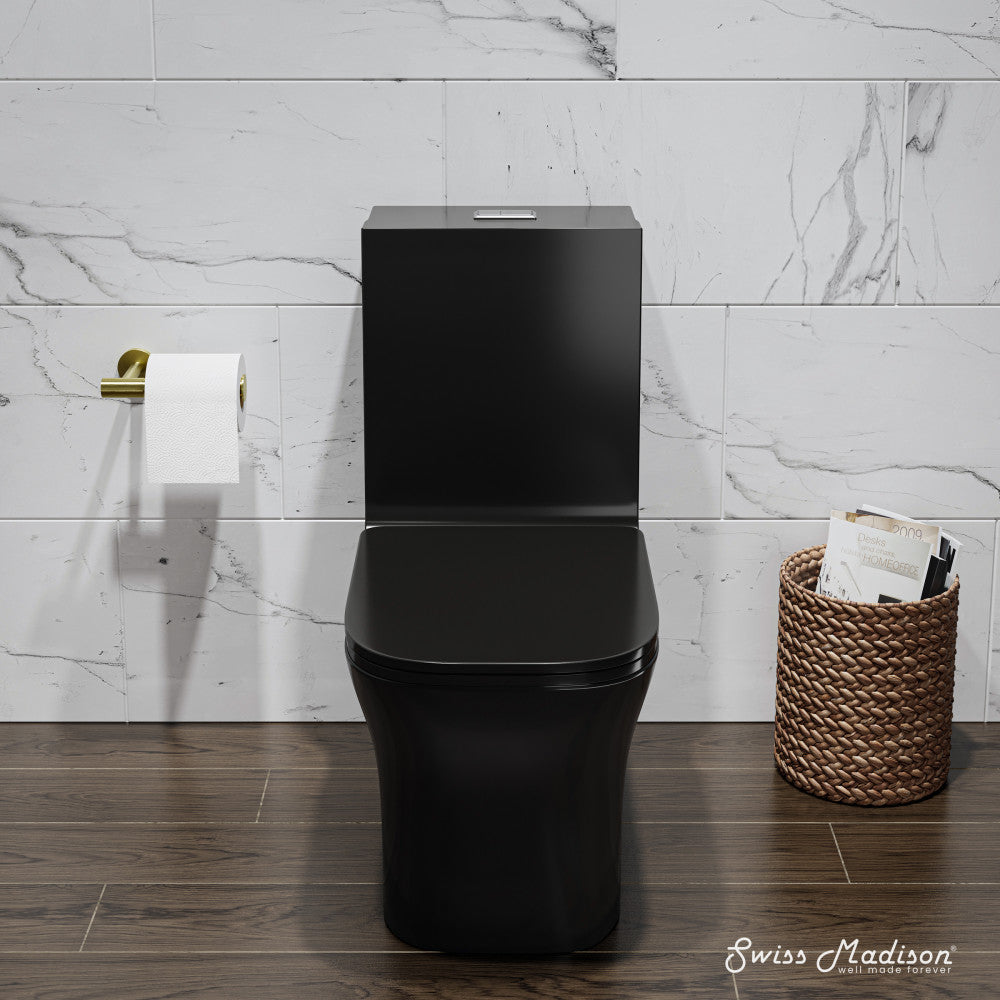 Swiss Madison Concorde One Piece Square Toilet Dual Flush in Glossy Black 1.1/1.6 gpf