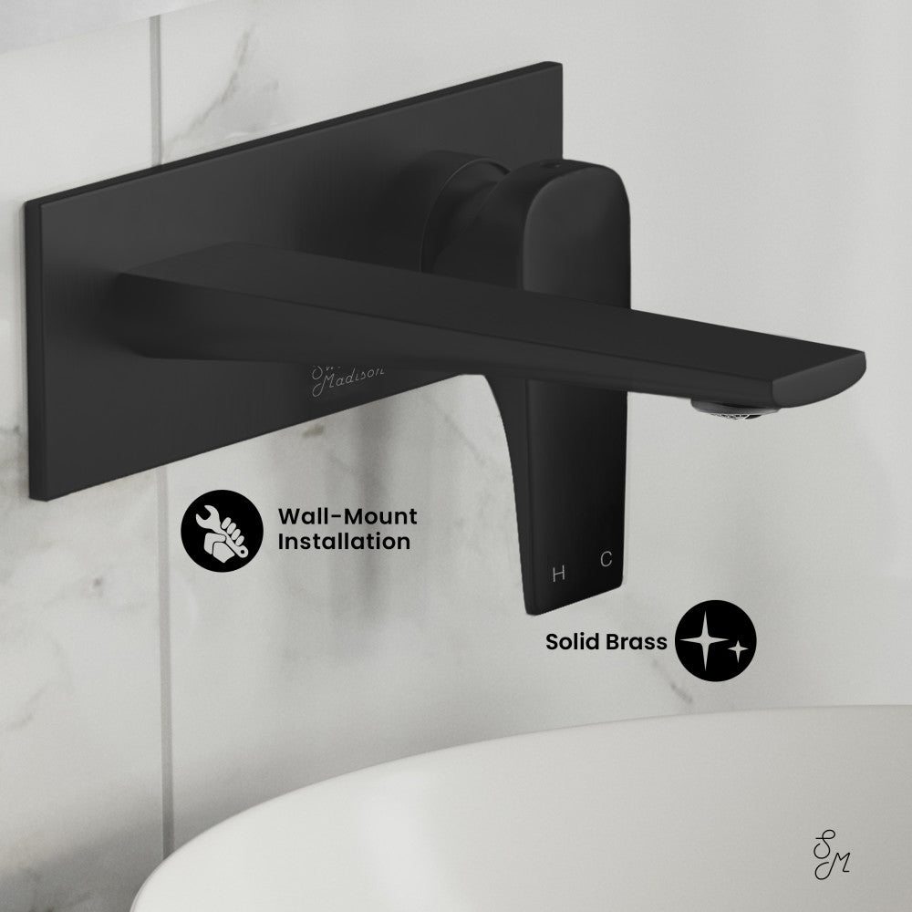 Swiss Madison Monaco Single-Handle, Wall-Mount, Bathroom Faucet in Matte Black