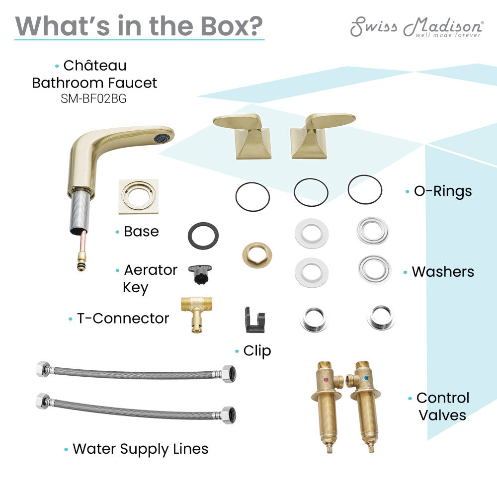Swiss Madison Chateau 8 in. Widespread, 2-Handle, Bathroom Faucet in Brushed Gold