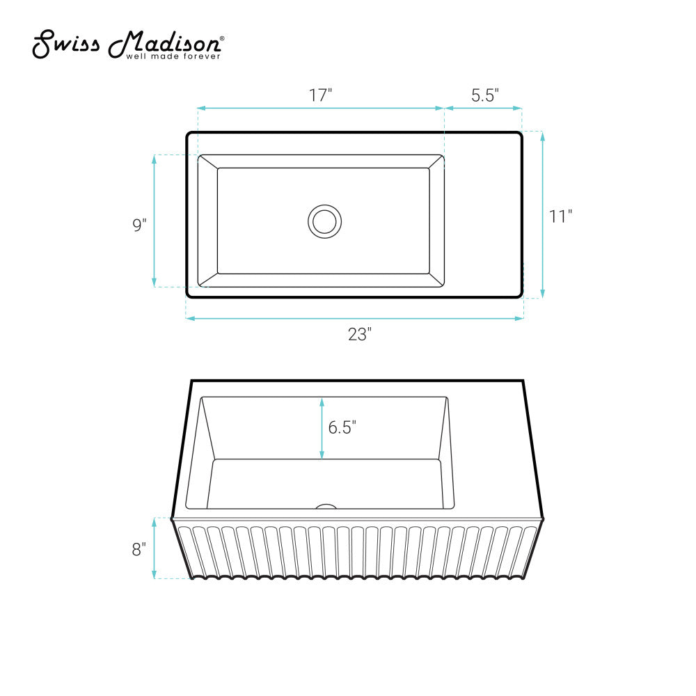 Swiss Madison Delice 24" Rectangle Wall-Mount Bathroom Sink in Matte White