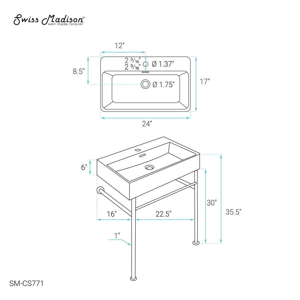 Swiss Madison Claire 24 Console Sink