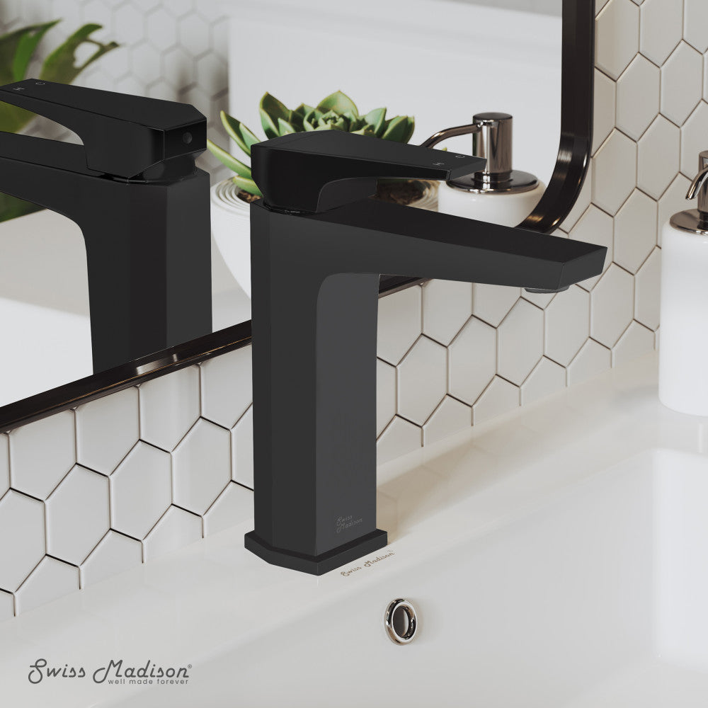 Swiss Madison Voltaire Single Hole, Single-Handle, Bathroom Faucet in Matte Black