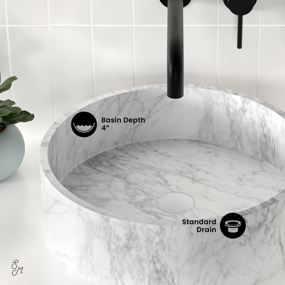 Swiss Madison Monaco 17" Round Vessel Bathroom Sink in Marbled Grey