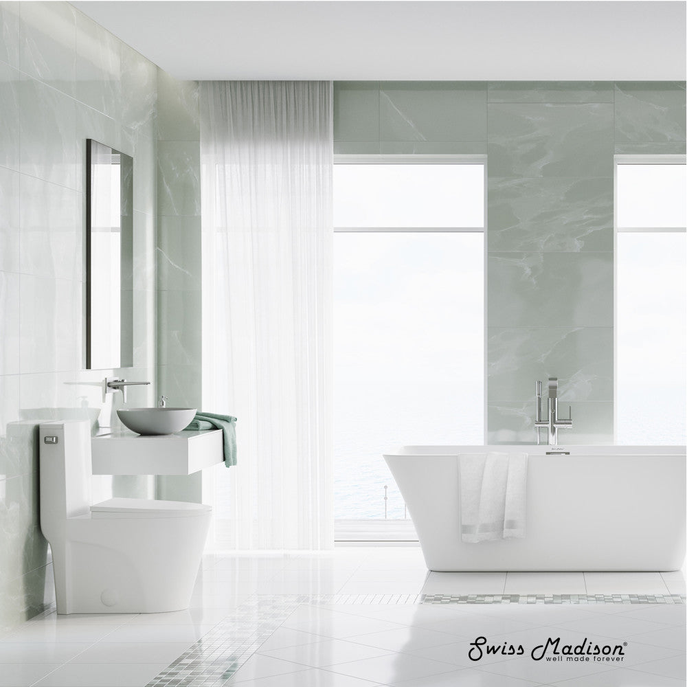 Swiss Madison St. Tropez One-Piece 10" Rough-in 1.28 GPF Left Flush Elongated Toilet in Glossy White