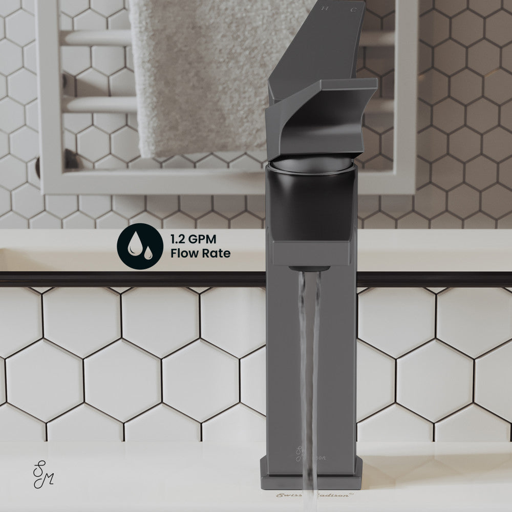 Swiss Madison Voltaire Single Hole, Single-Handle, Bathroom Faucet in Gunmetal Grey