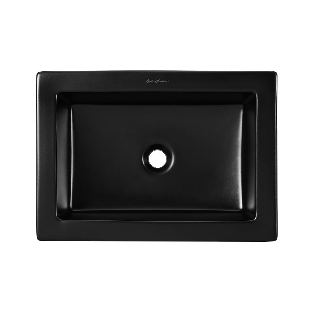 Swiss Madison Voltaire Ceramic Rectangle Vessel Sink, Matte Black
