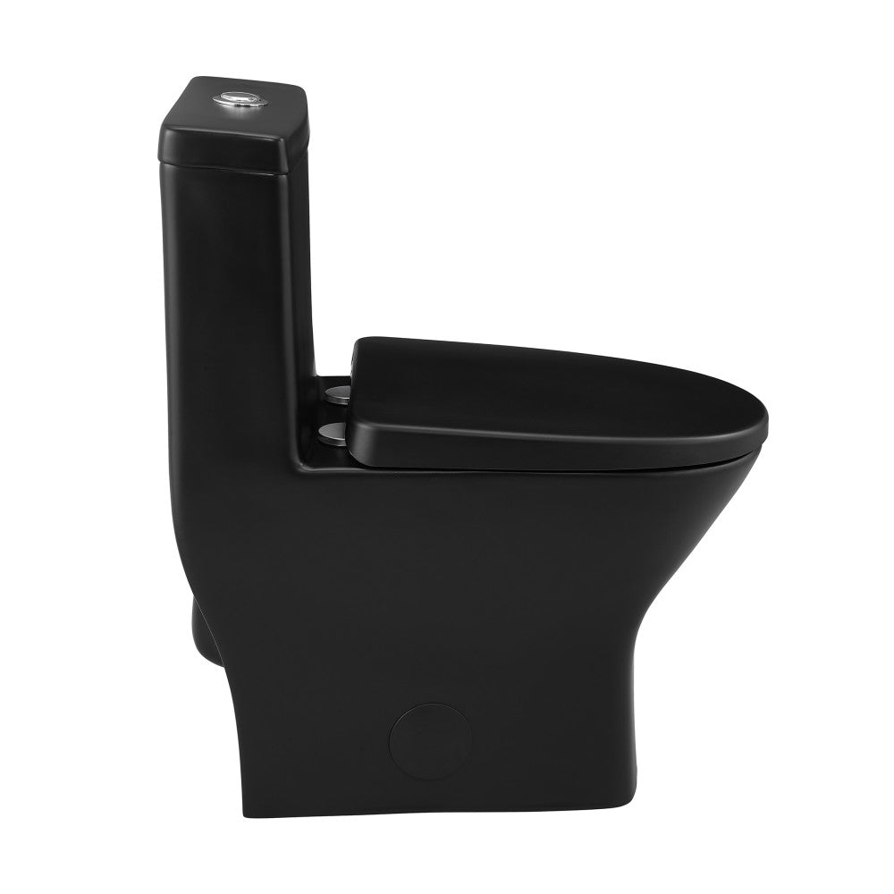 Swiss Madison Sublime II One-Piece 12" Rough-in 1.1/1.6 GPF Dual Top Flush Round Compact Toilet in Matte Black