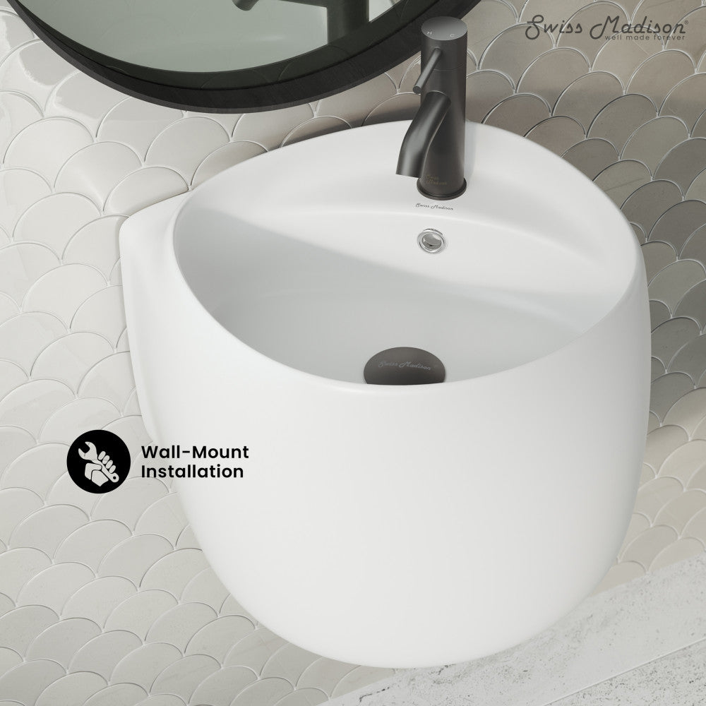 Swiss Madison Ivy Wall-Mount Sink in Matte White