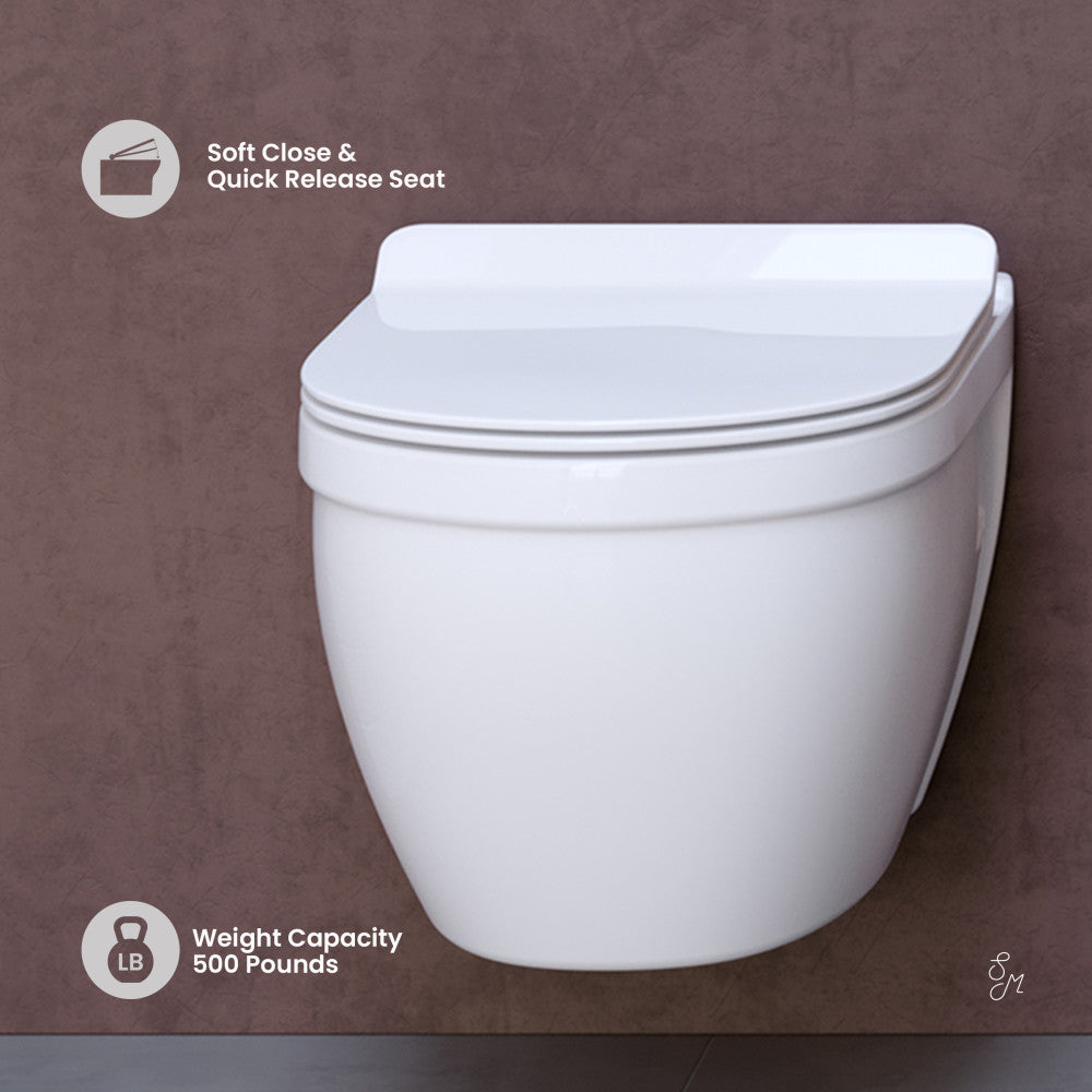 Swiss Madison Swiss Madison Well Made Forever SM-WK450-01C - Ivy Wall Hung Elongated Toilet Bundle, Glossy White