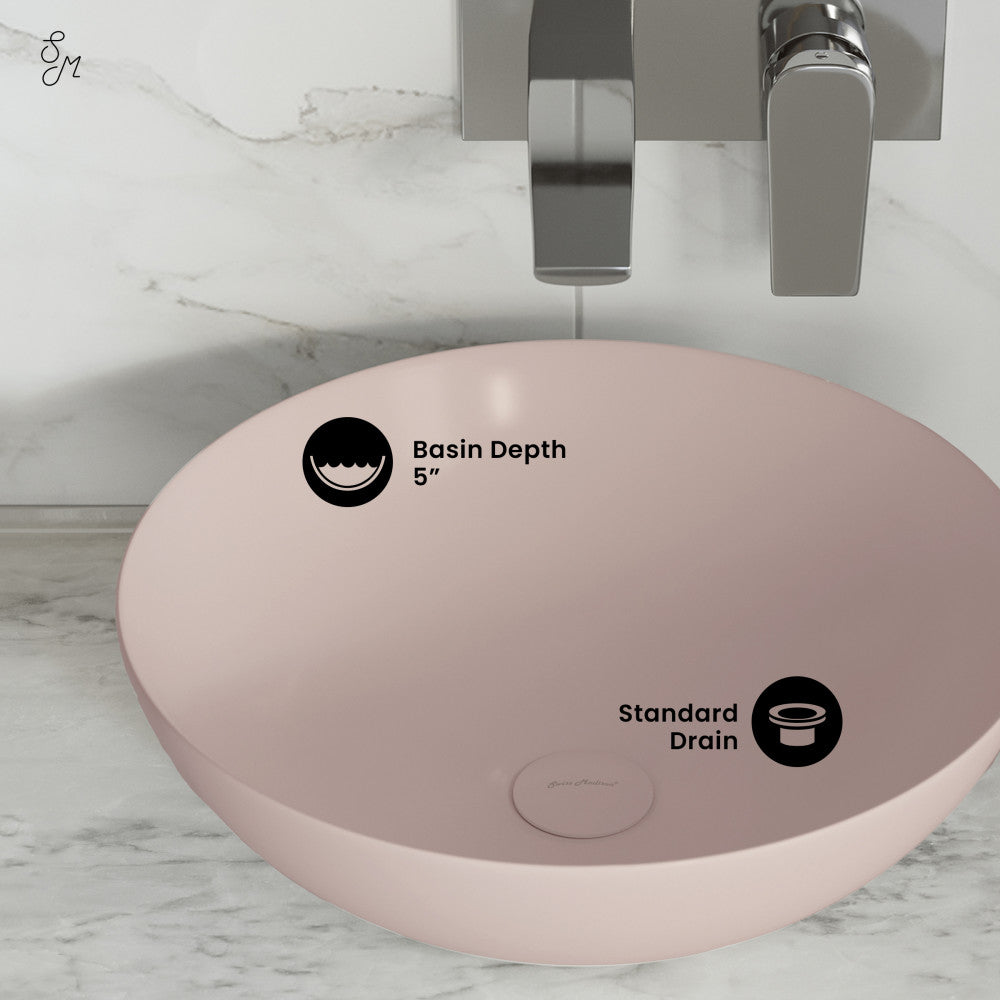 Swiss Madison Classe 16 Color Ceramic Sink in Matte Pink