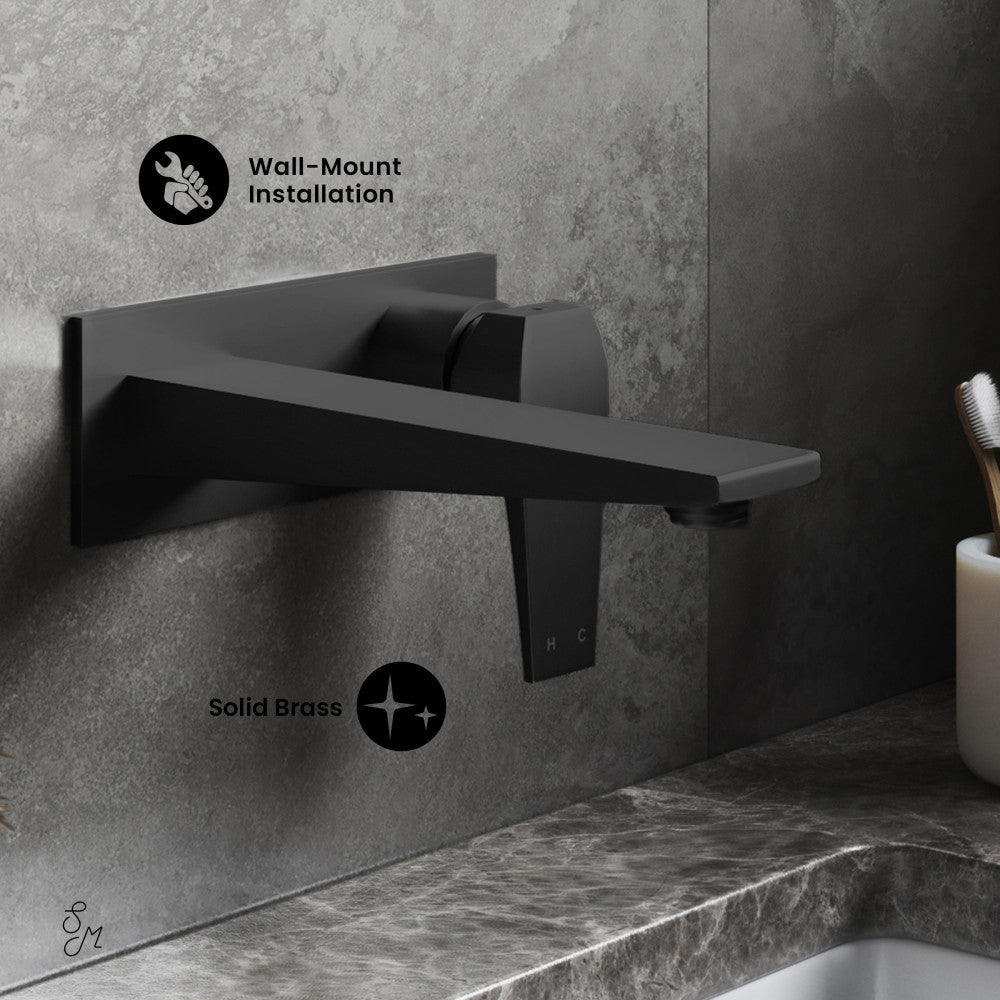 Swiss Madison Voltaire Single-Handle, Wall-Mount, Bathroom Faucet in Matte Black