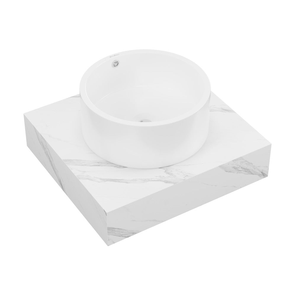 Swiss Madison Monaco 24" Floating Bathroom Shelf with Vessel Sink in White Marble