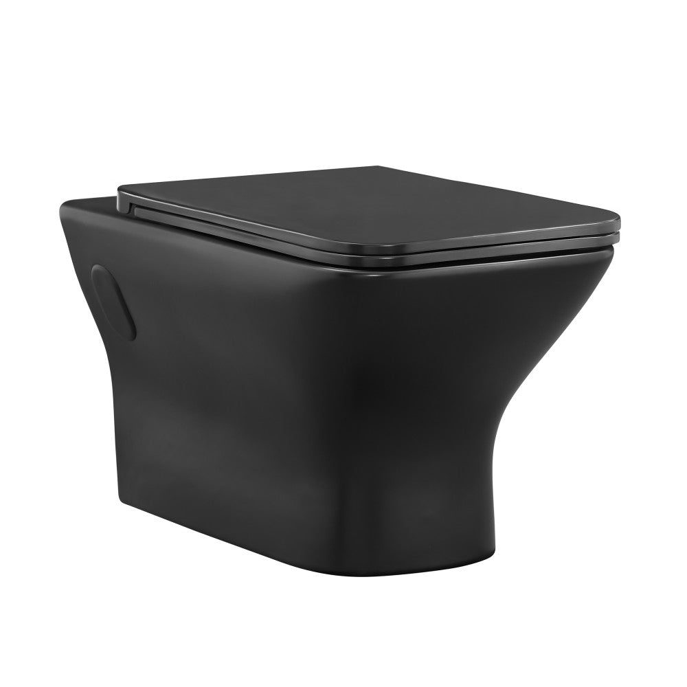 Swiss Madison Carre Wall-Hung Elongated Toilet Bowl in Matte Black