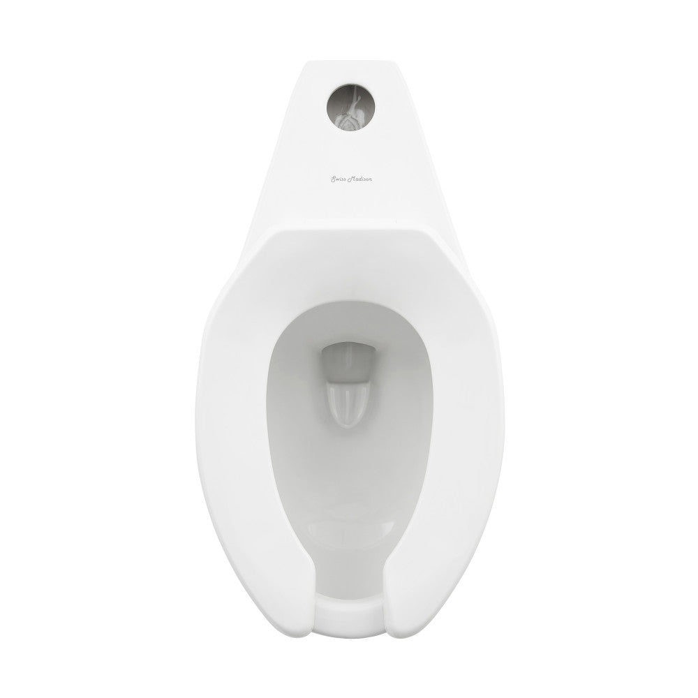 Swiss Madison Sirene Floor-Mounted Comfort Height Commercial Elongated Top Flush Spud Flushometer Toilet Bowl