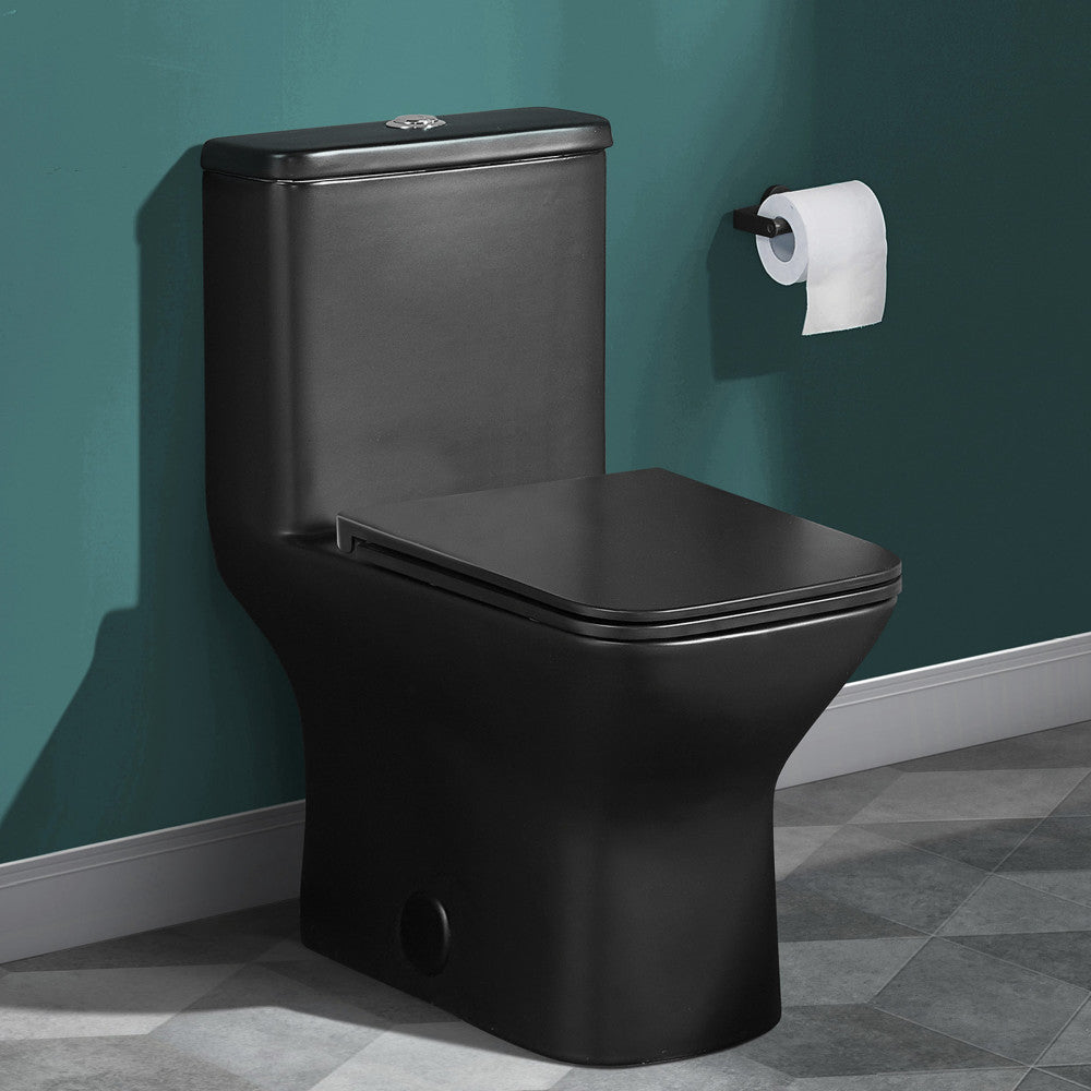 Swiss Madison Carre One Piece Square Toilet Dual Flush 1.1/1.6 gpf with 10" Rough-In, Matte Black