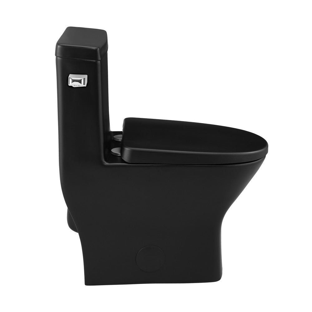 Swiss Madison Sublime II One-Piece 12" Rough-in 1.28 GPF Left Flush Round Compact Toilet in Matte Black