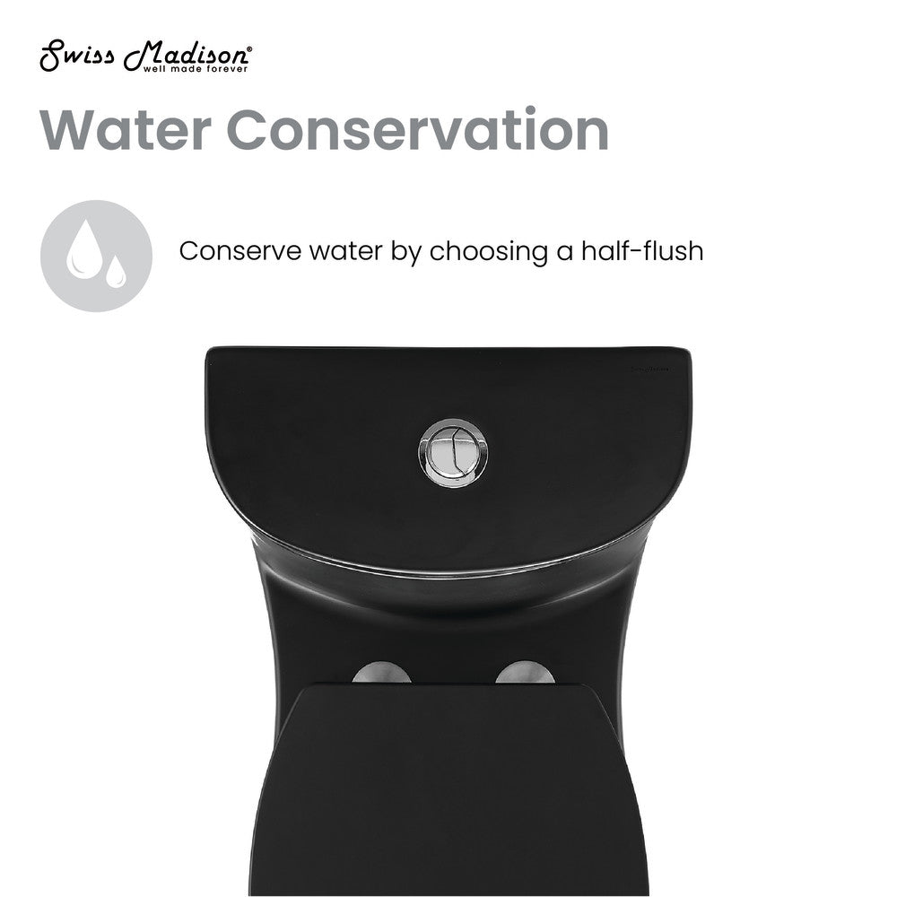 Swiss Madison Sublime One-Piece Elongated Toilet Dual-Flush in Matte Black 1.1/1.6 gpf