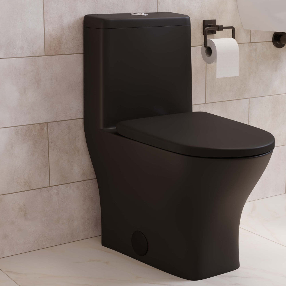 Swiss Madison Sublime II One-Piece 10" Rough-in 1.1/1.6 GPF Dual Top Flush Round Compact Toilet in Matte Black