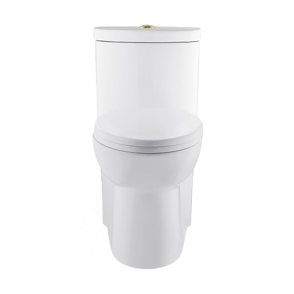 Swiss Madison Sublime One Piece Elongated Toilet Dual Flush, Brushed Gold Hardware 1.1/1.6 gpf
