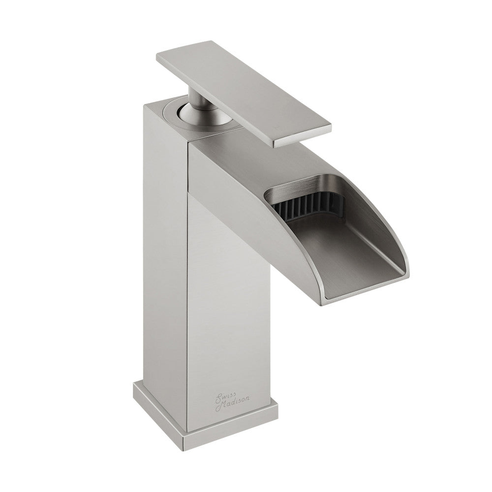 Swiss Madison Concorde Single Hole, Single-Handle, Waterfall Bathroom Faucet in Brushed Nickel