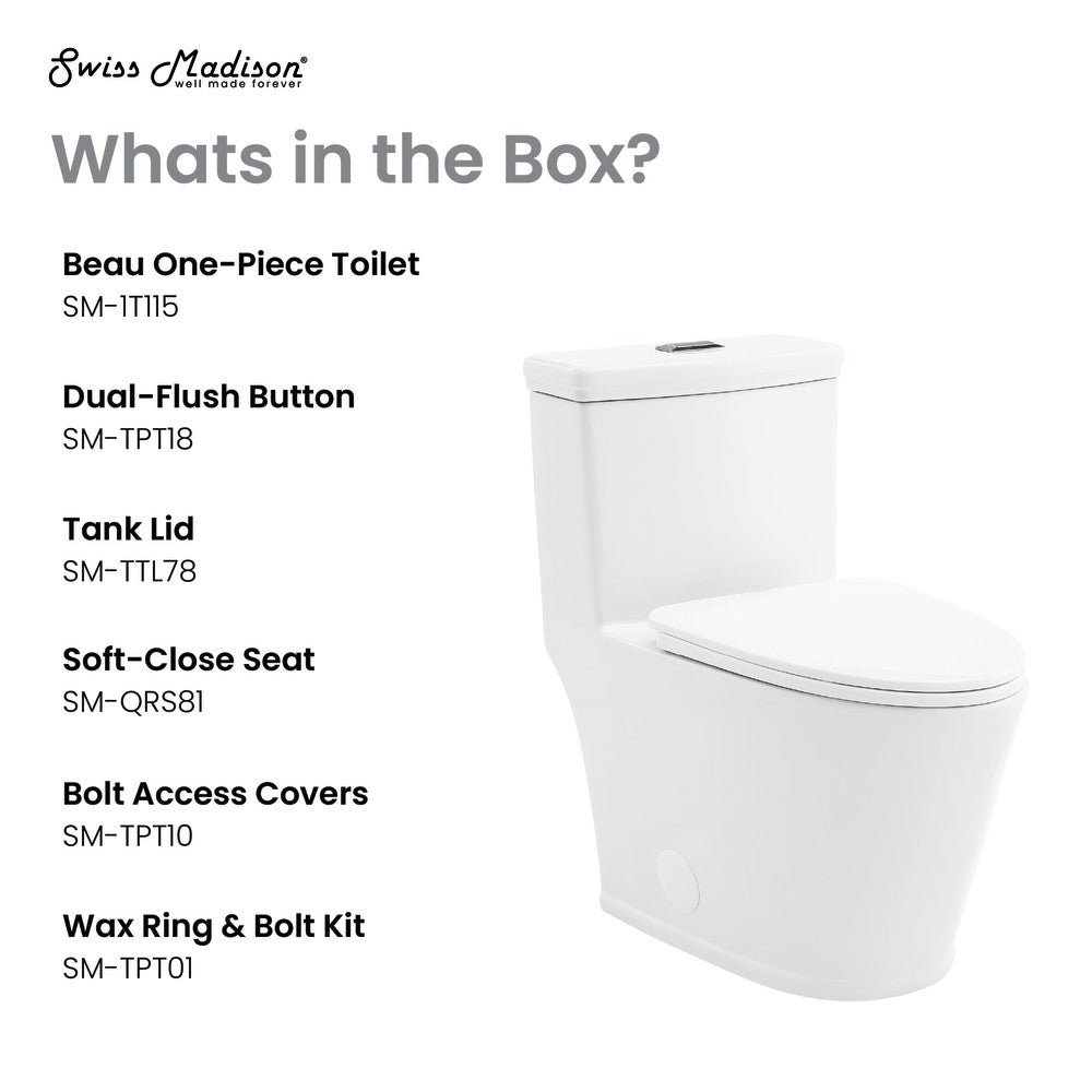 Swiss Madison Beau One-Piece Elongated Toilet Dual-Flush 1.1/1.6 gpf