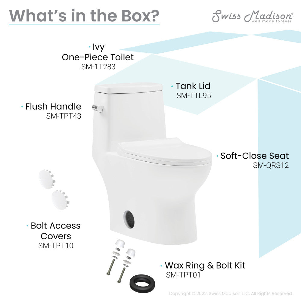 Swiss Madison Ivy One-Piece Toilet Left Side Flush 1.28 gpf