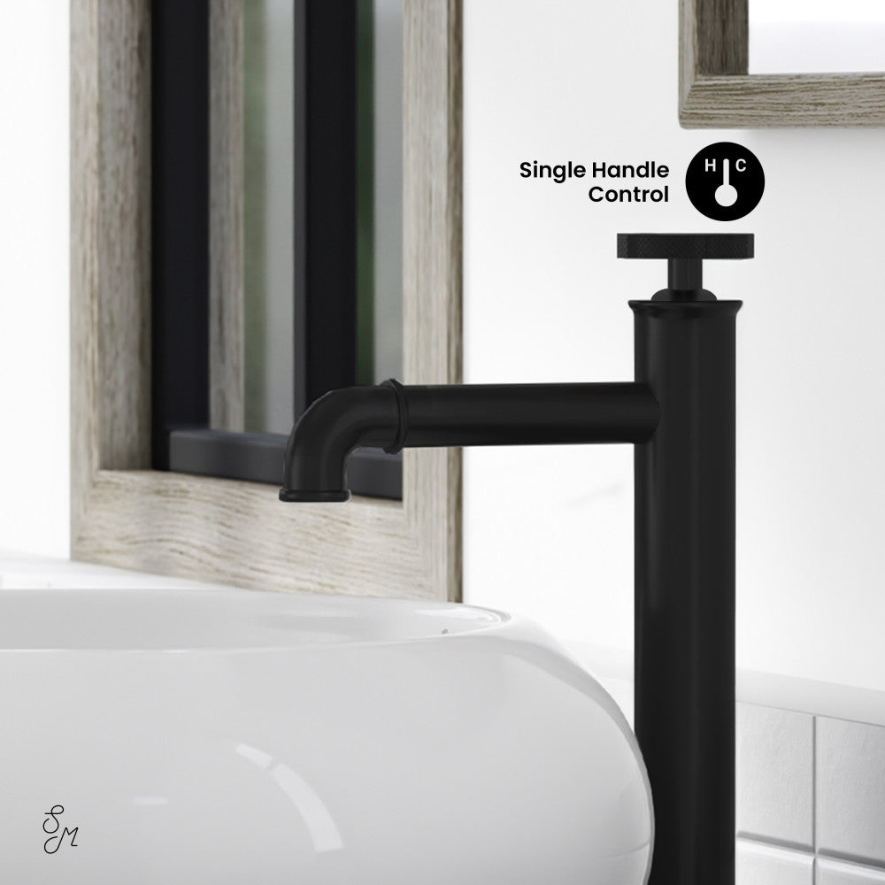Swiss Madison Avallon Single Hole, Single-Handle Wheel, High Arc Bathroom Faucet in Matte Black
