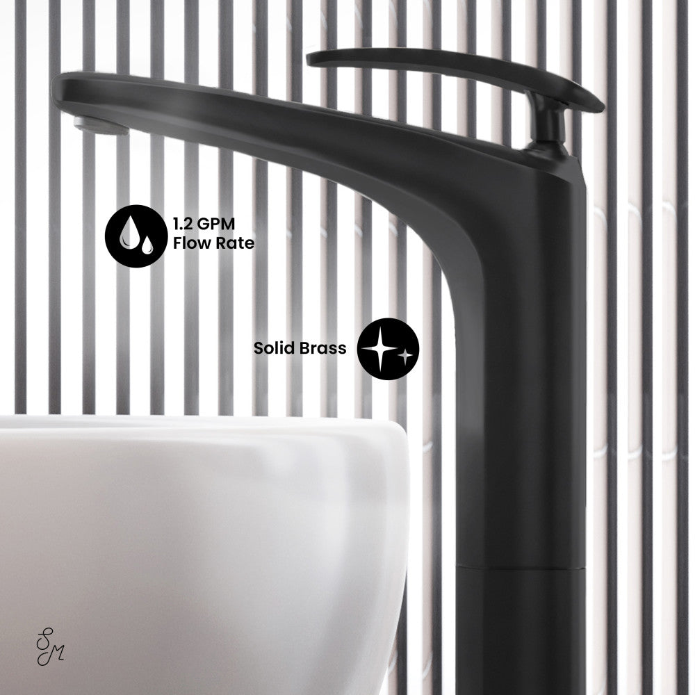 Swiss Madison Sublime Single Hole, Single-Handle, High Arc Bathroom Faucet in Matte Black